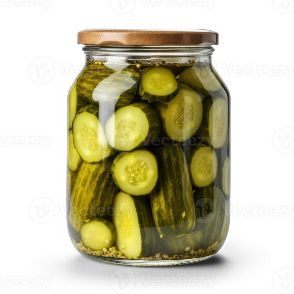 a jar full of pickles on a transparent background png