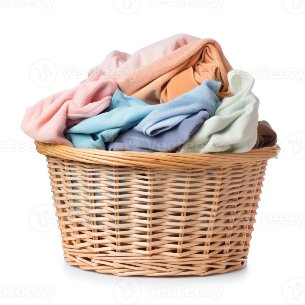 a basket full of clothes on a transparent background png