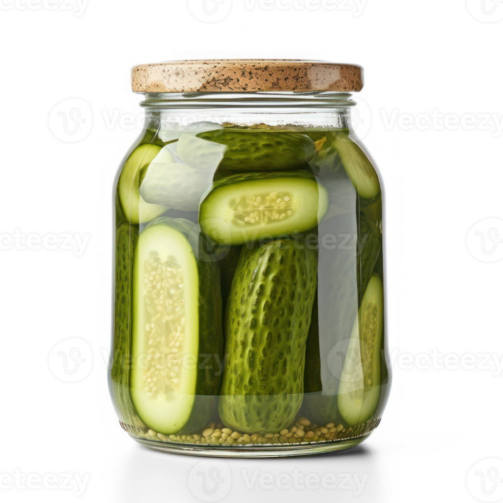 a jar with cucumbers on a transparent background png