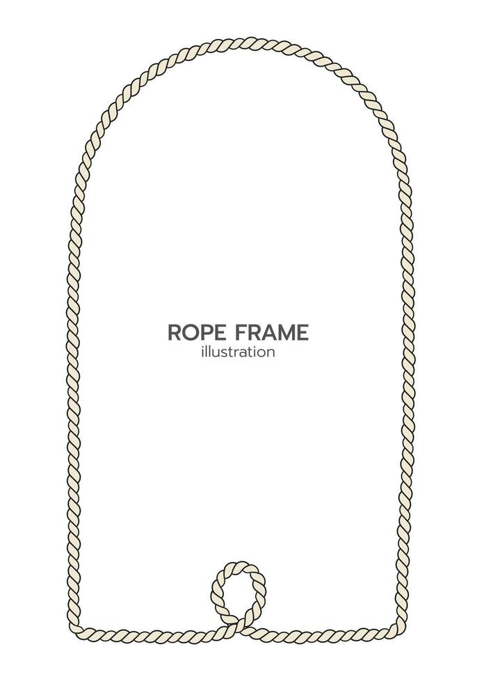 Rope border and frame. lasso twisted and crisscrossed until a rectangle. vector