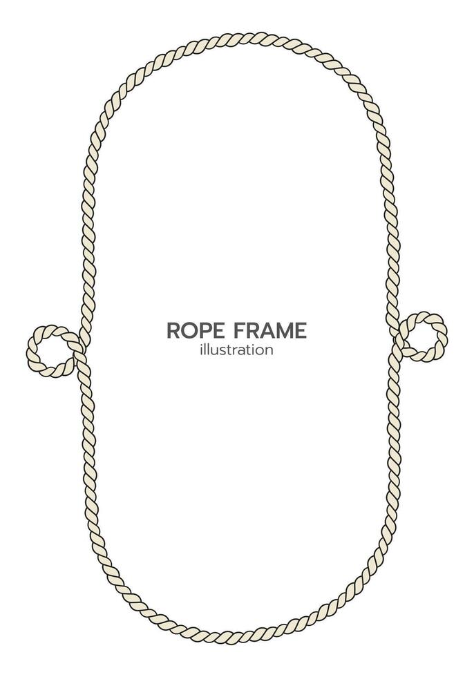 Rope border and frame. lasso twisted and crisscrossed until a rectangle. vector