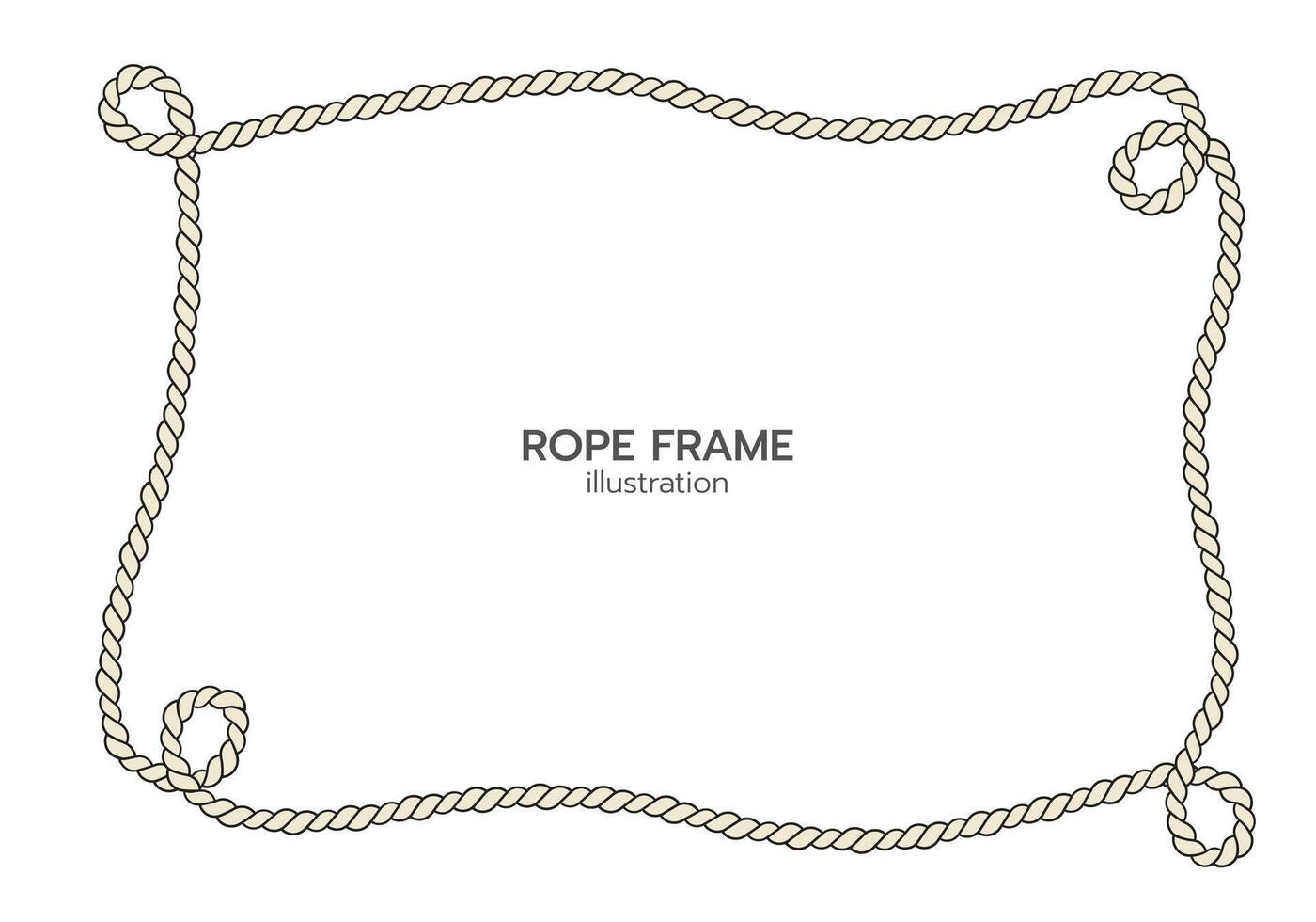 Rope border and frame. lasso twisted and crisscrossed until a rectangle. vector