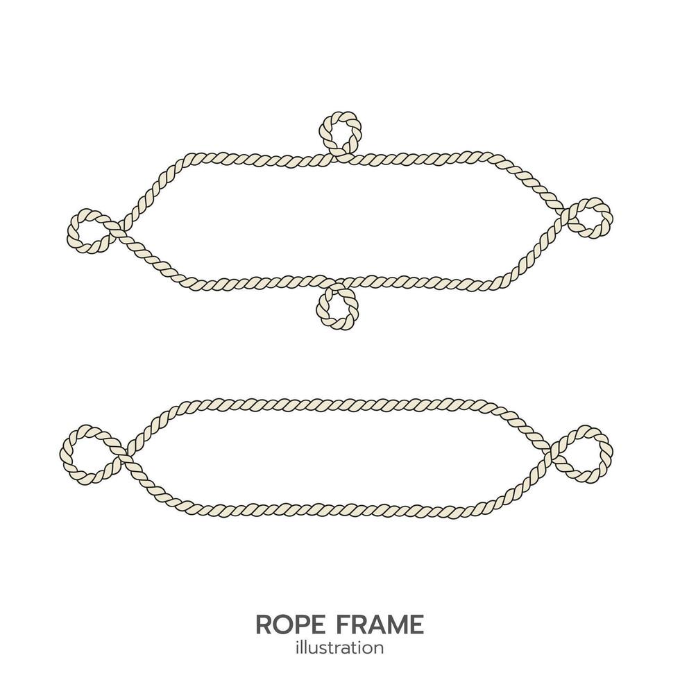 Rope border and frame. lasso twisted and crisscrossed until a rectangle. vector