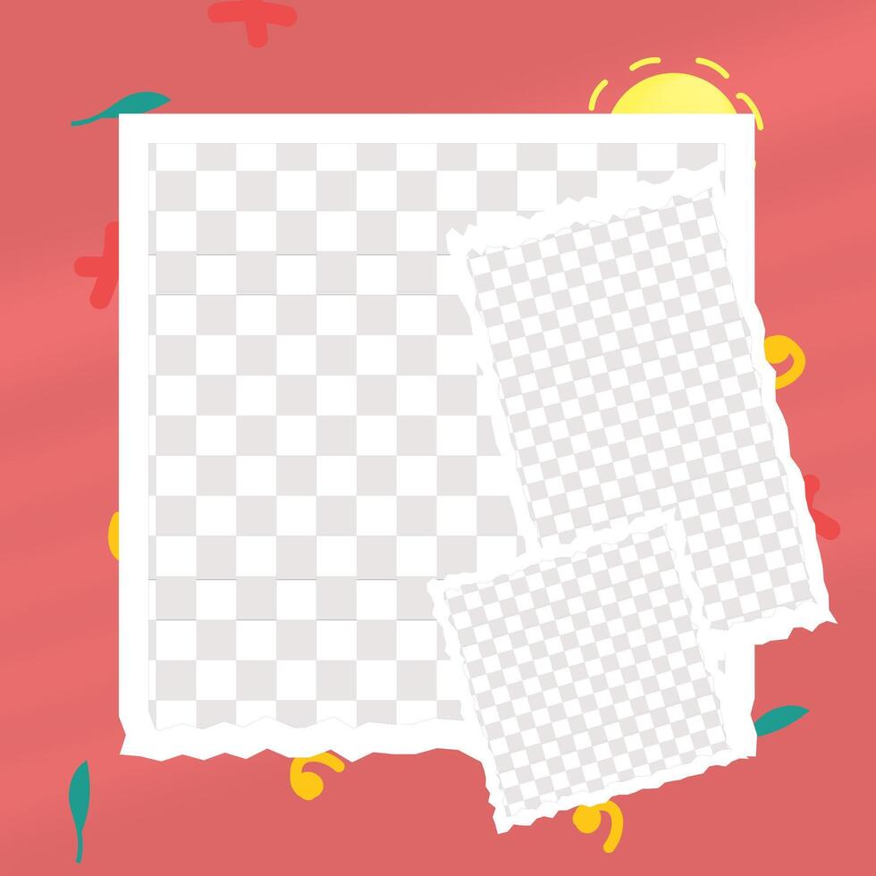 collage template, with a doodle sun background vector