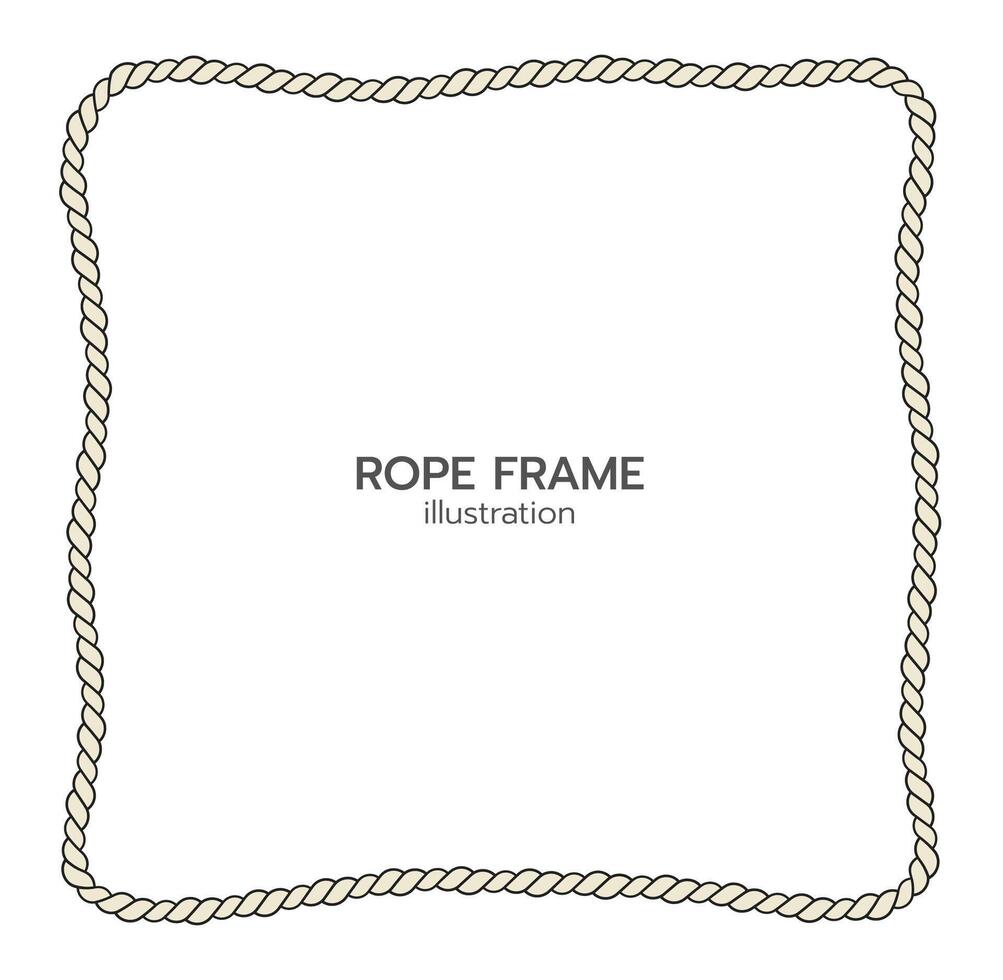 Rope border and frame. lasso twisted and crisscrossed until a square. vector