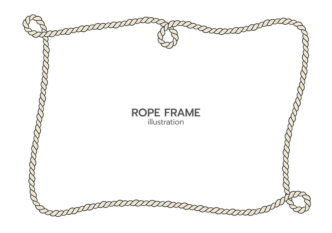 Rope border and frame. lasso twisted and crisscrossed until a rectangle. vector