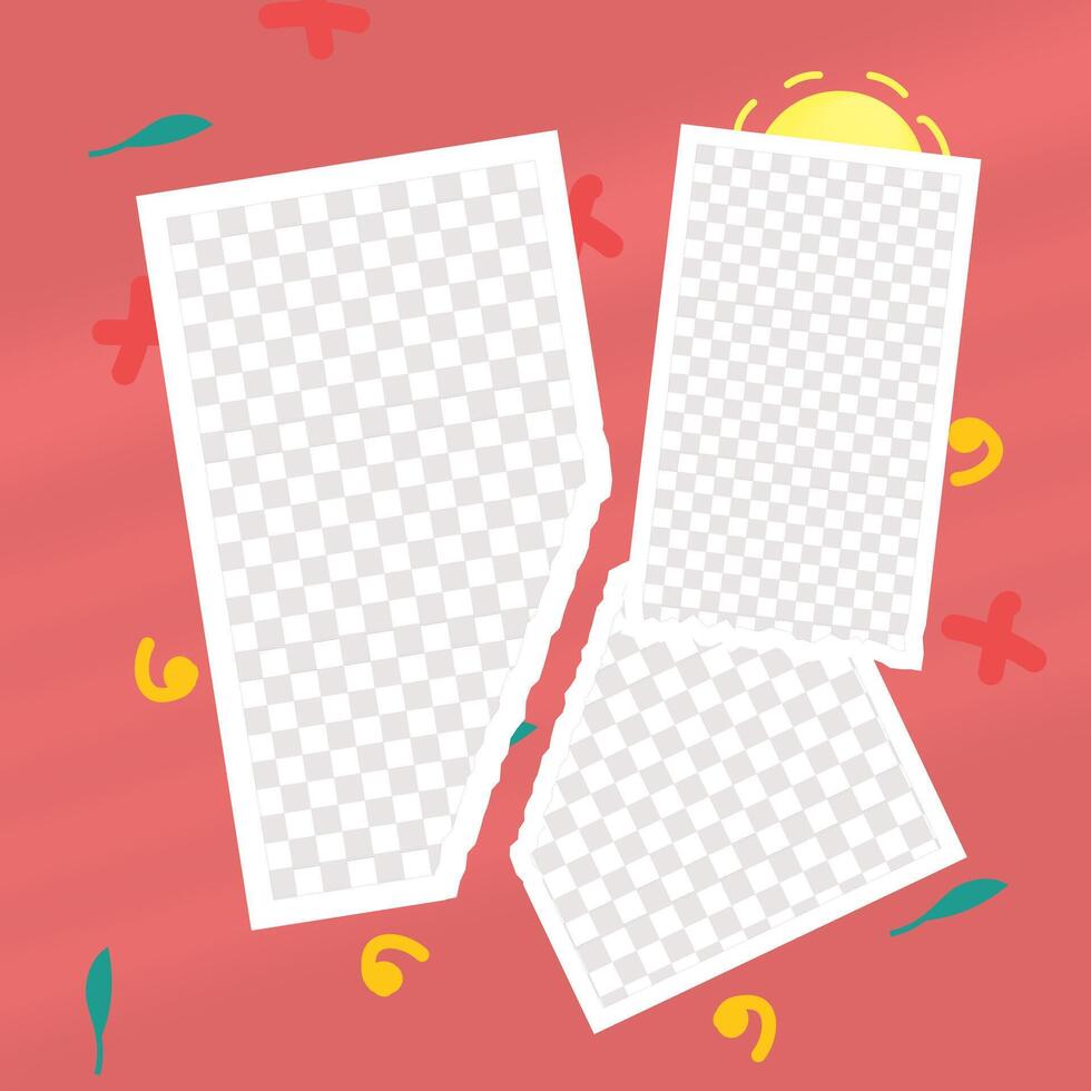 collage template, with a doodle sun background vector