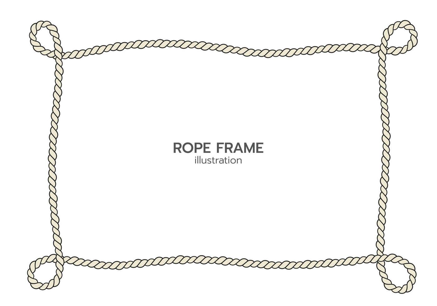 Rope border and frame. lasso twisted and crisscrossed until a rectangle. vector