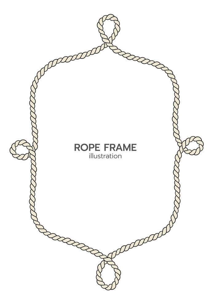 Rope border and frame. lasso twisted and crisscrossed until a rectangle. vector