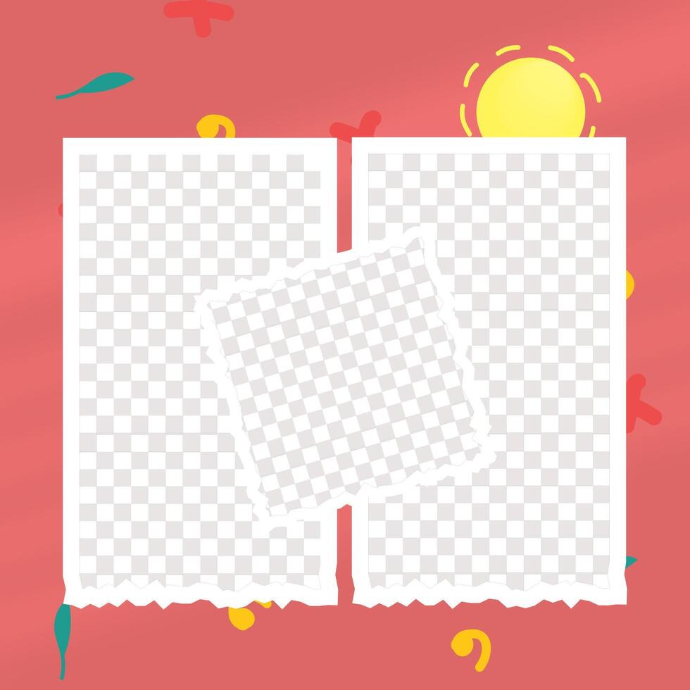 collage template, with a doodle sun background vector