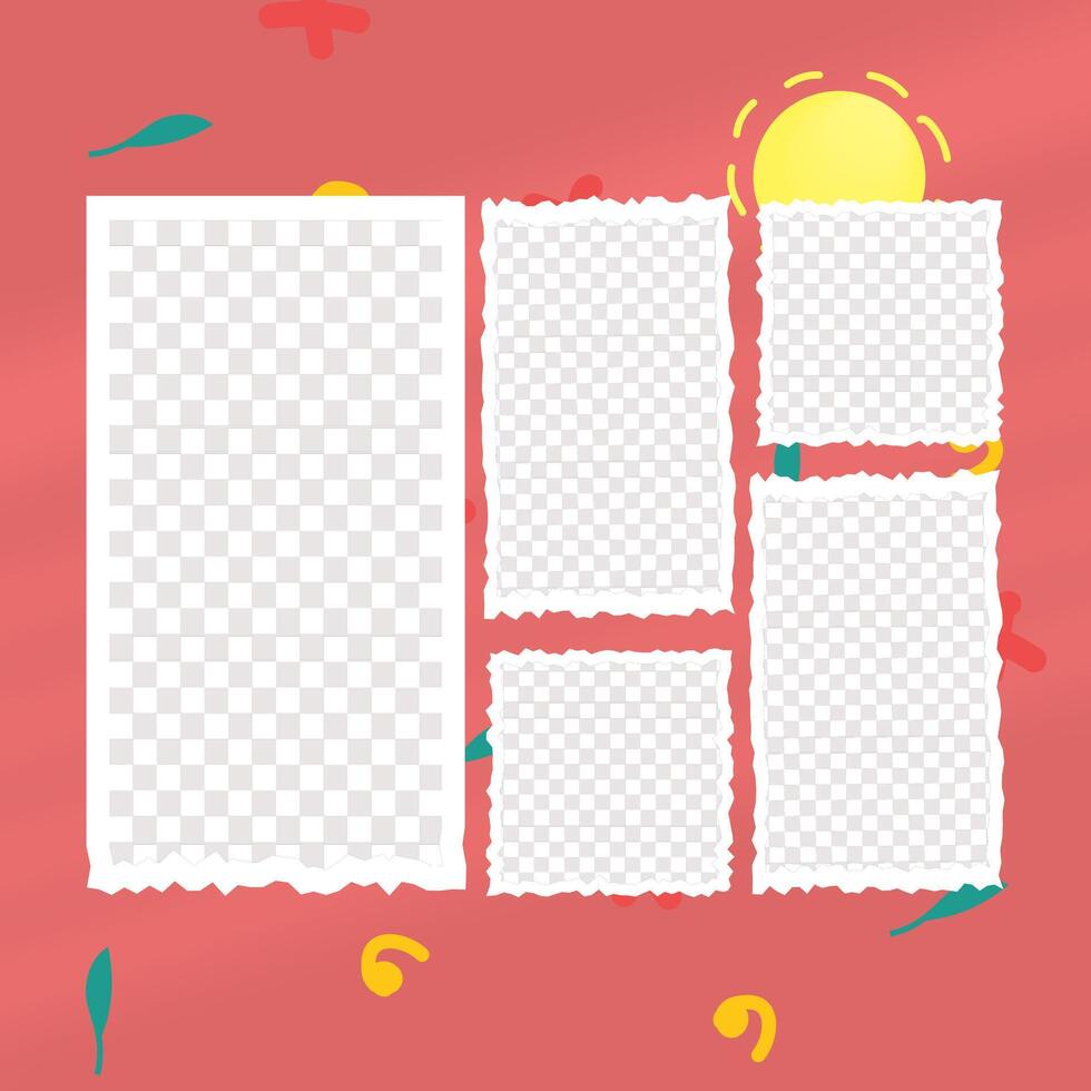 collage template, with a doodle sun background vector