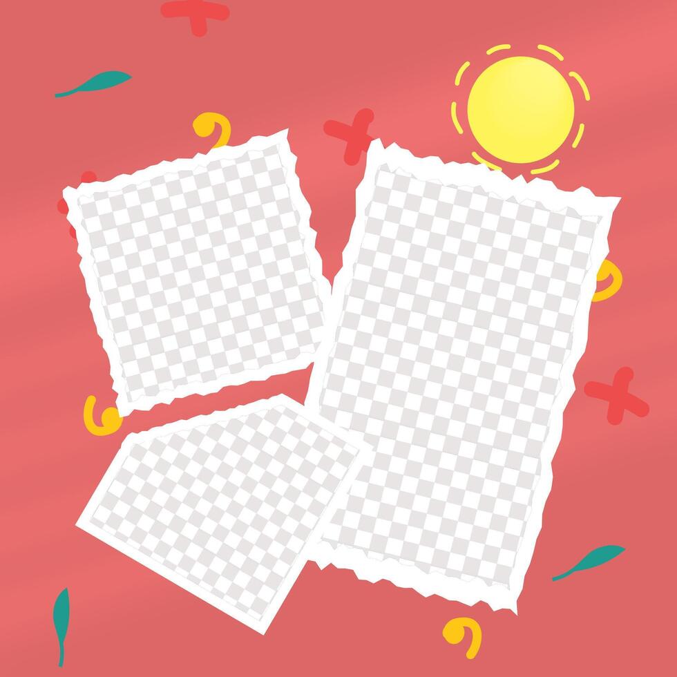 collage template, with a doodle sun background vector