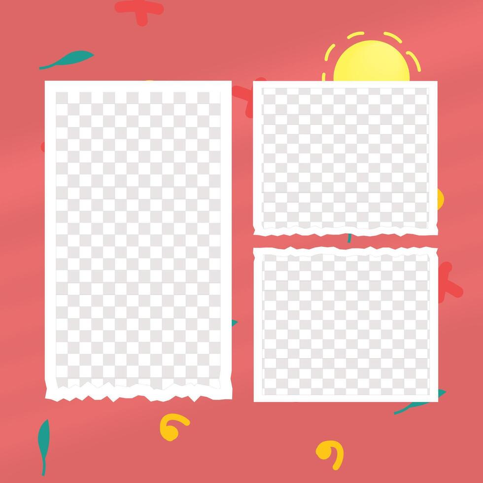 collage template, with a doodle sun background vector