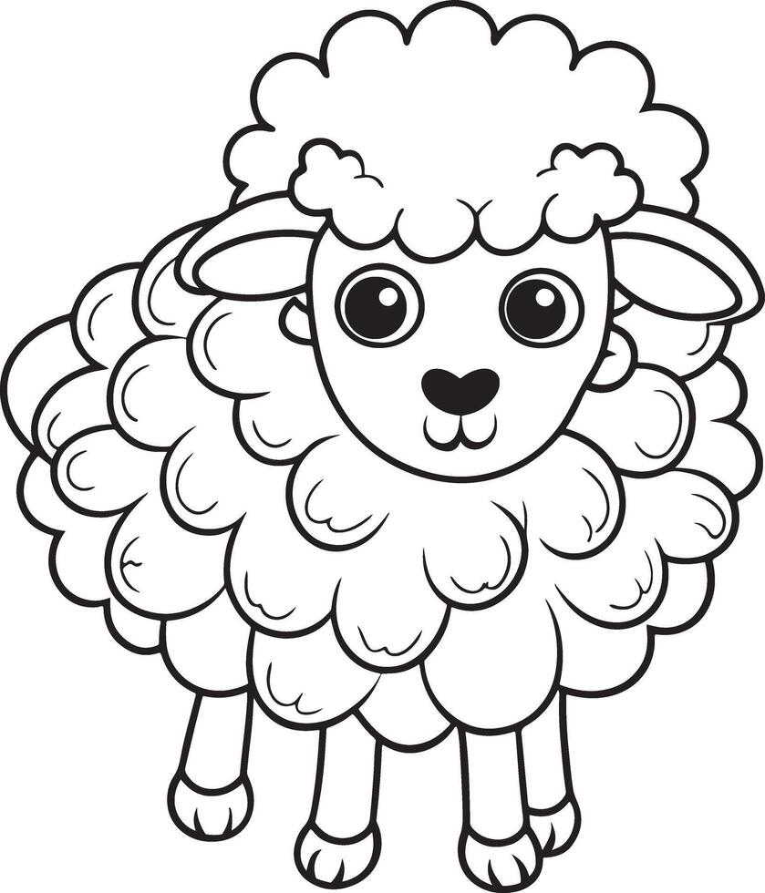 Cute Sheep Doodle Coloring Page Character vector