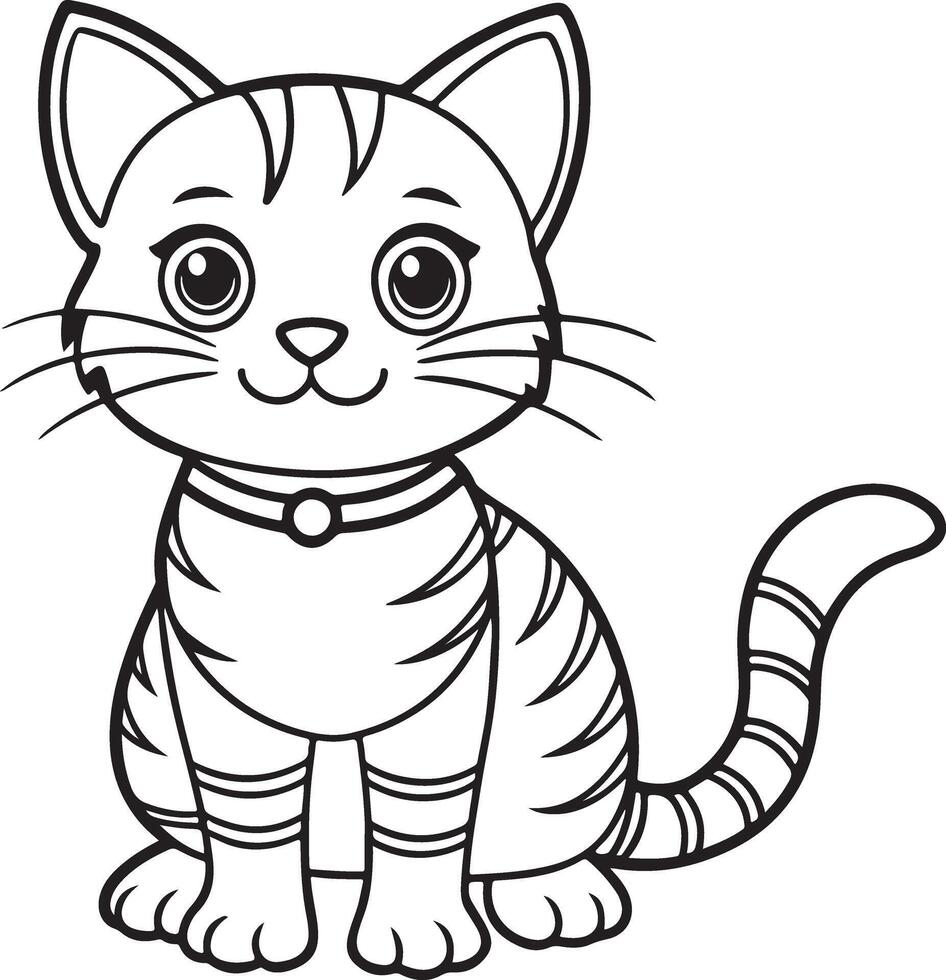 Cute Cat Doodle Coloring Page Character for Kids' Activities vector