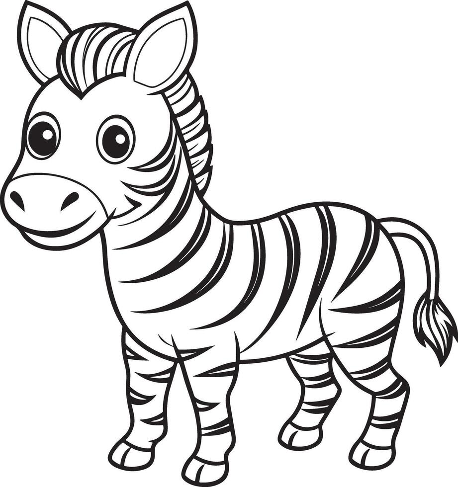 Cute Zebra Coloring Page Character for Kids' Activities vector
