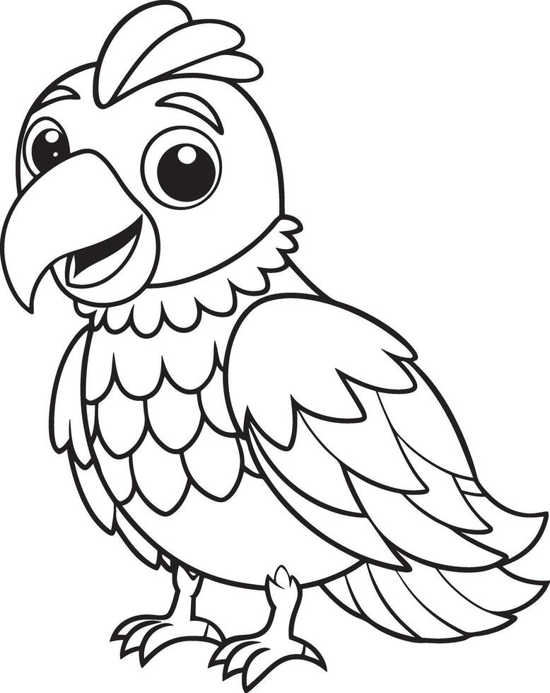 Cute Parrot Doodle Coloring Cartoon Character vector