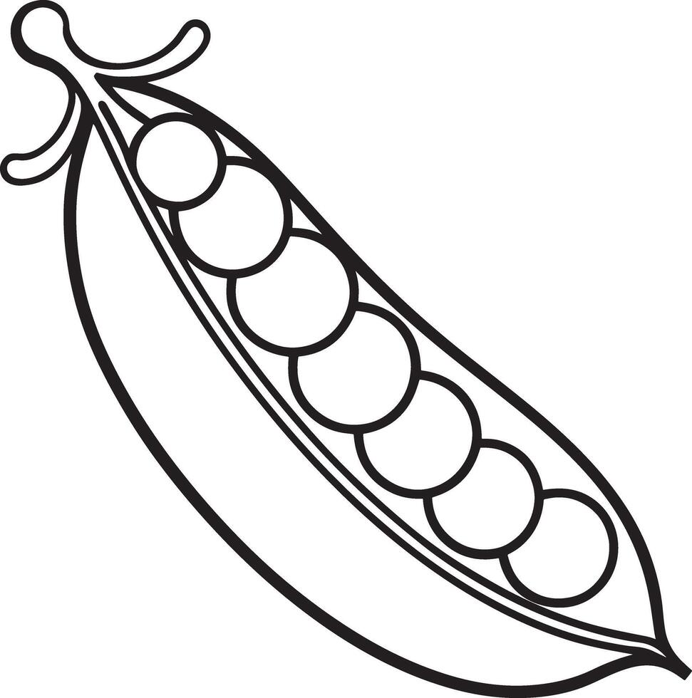 Peas Vegetable Illustration for Coloring Pages for Kids vector