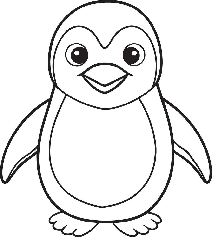 Cute Penguin Doodle Coloring Cartoon Character vector