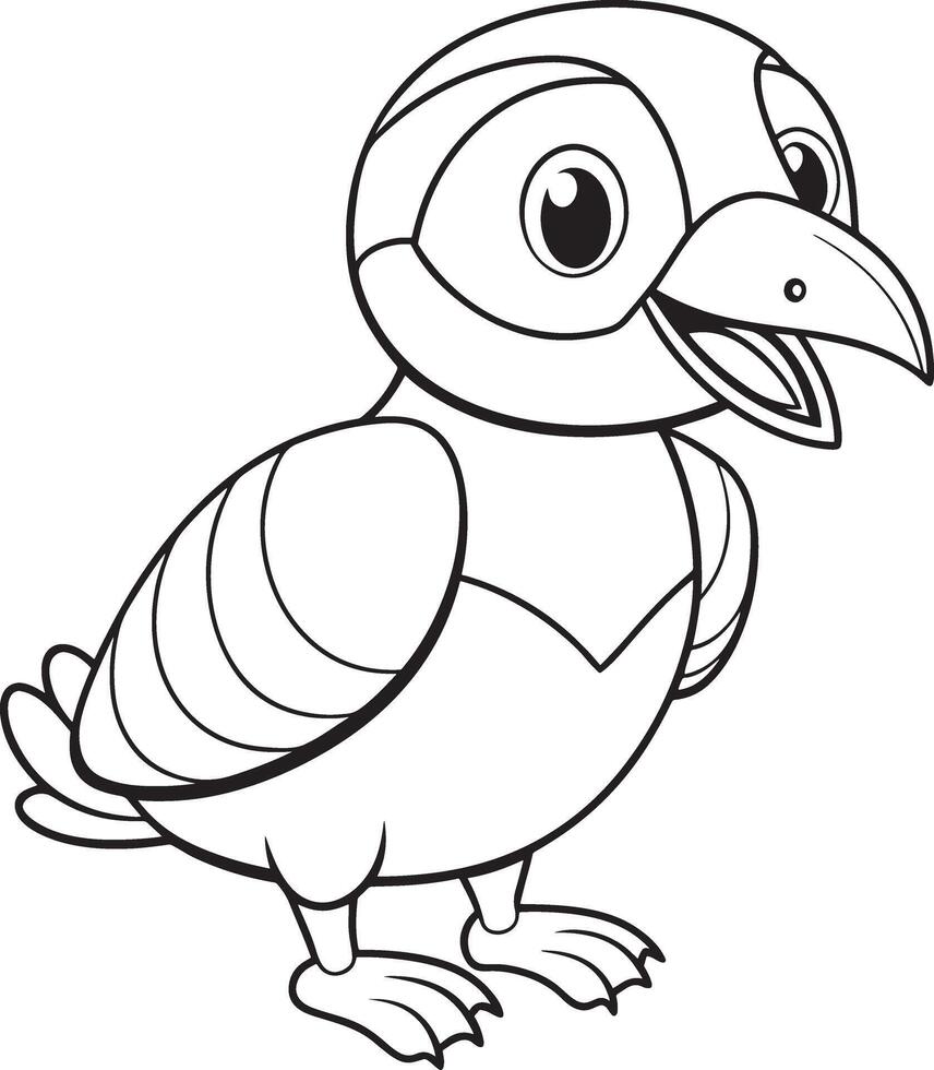 Cute Puffin Doodle Coloring Page Character vector