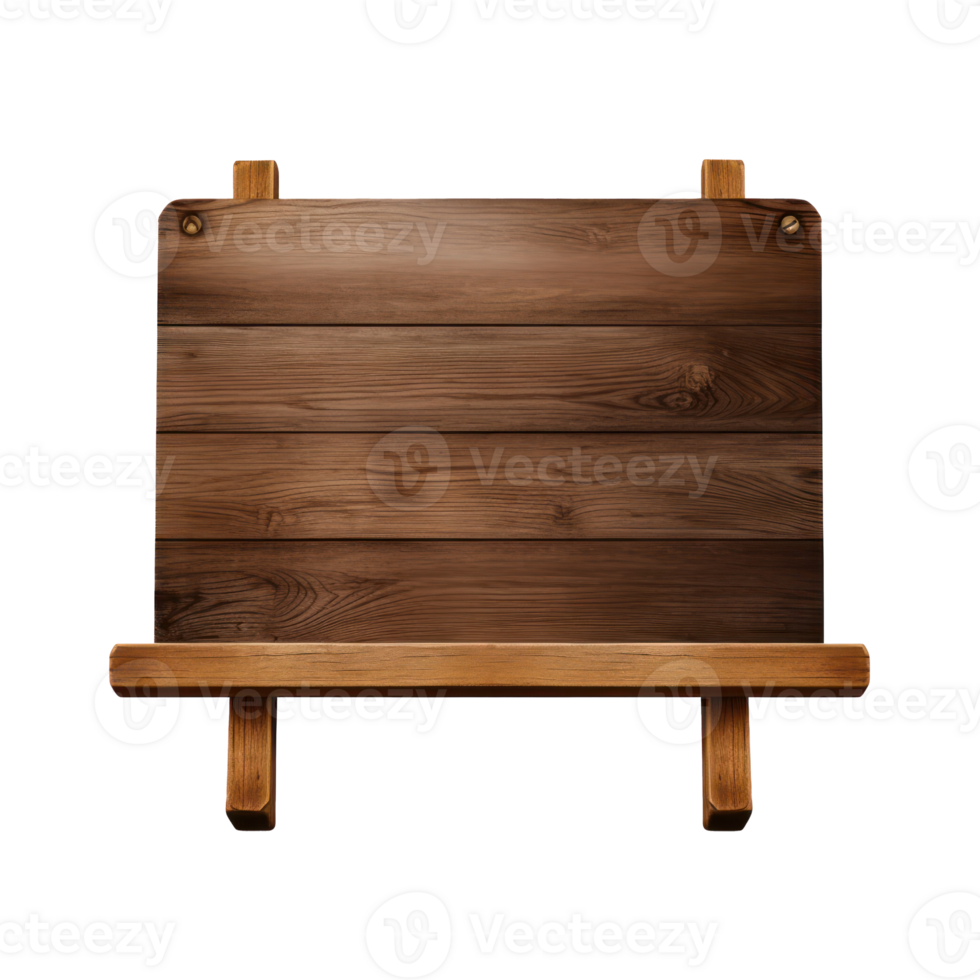 wooden easel with wooden frame on transparent background png