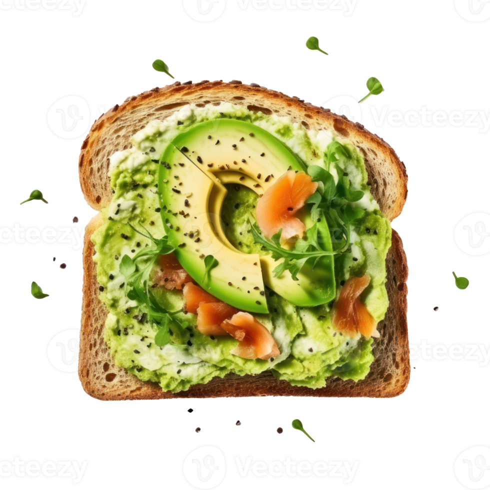 avocado toast with salmon and avocado on tranparent Background png