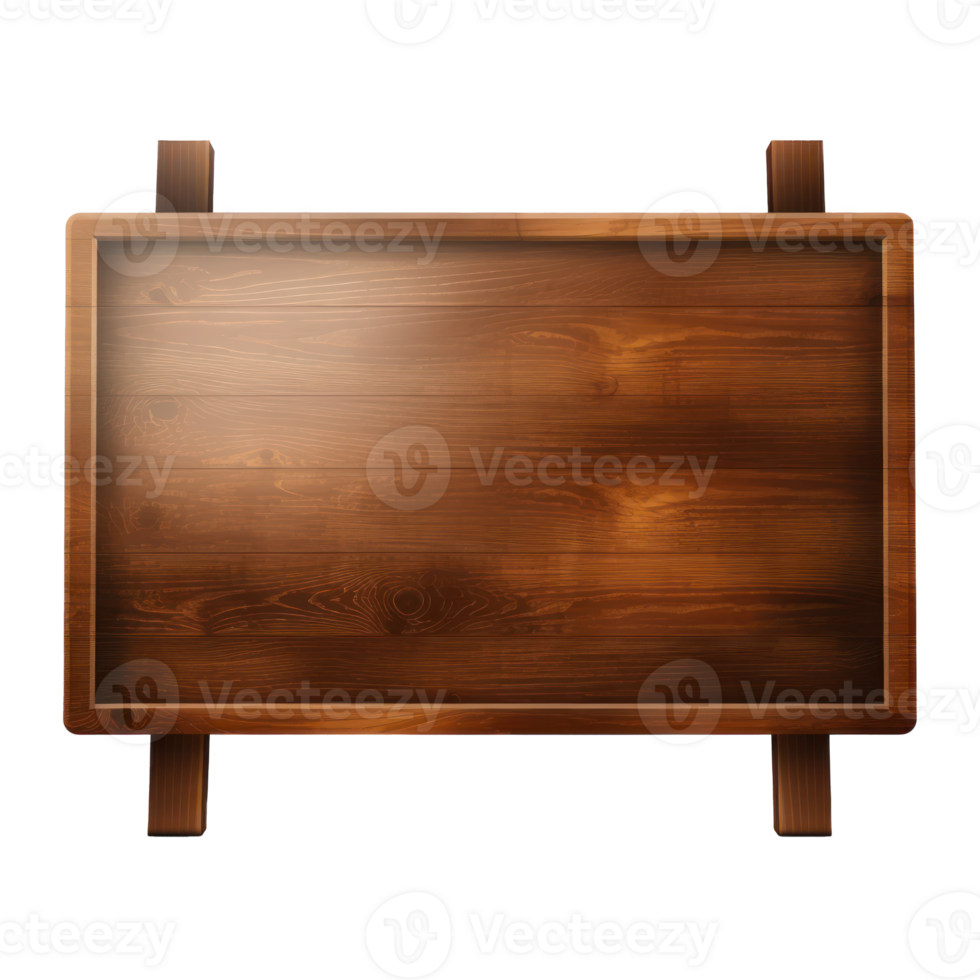 wooden table with wooden frame on transparent background png