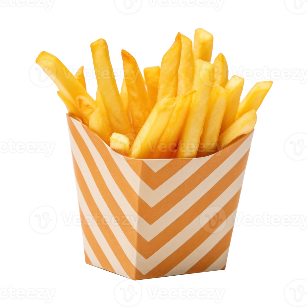 french fries in a paper box on a transparent background png
