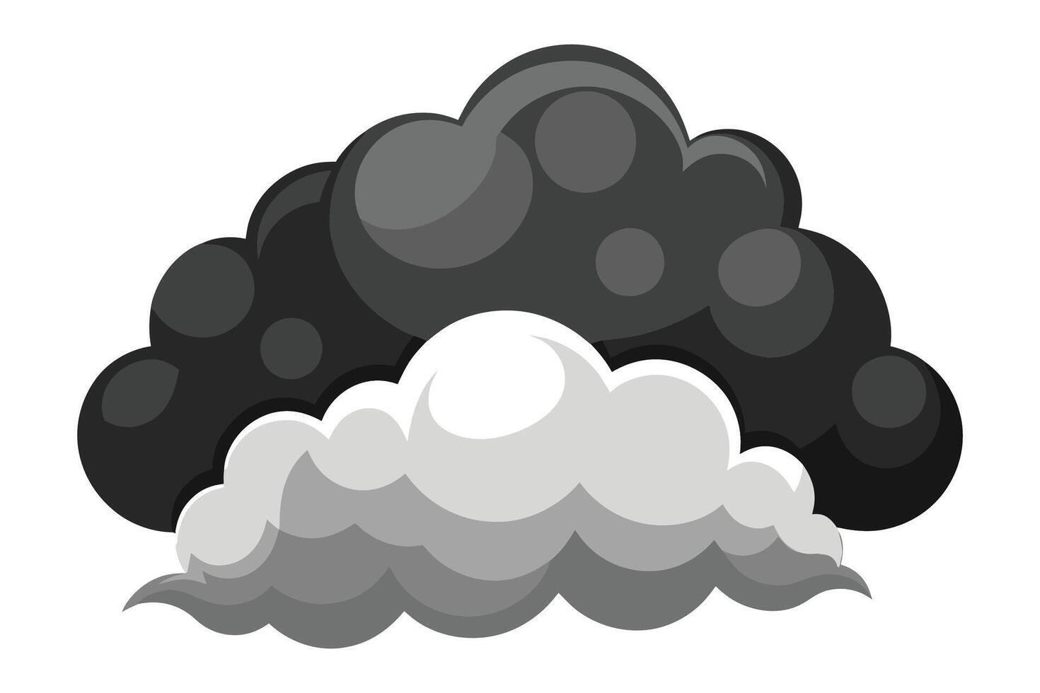 Grayscale ominous clouds free form clipart flat illustration vector