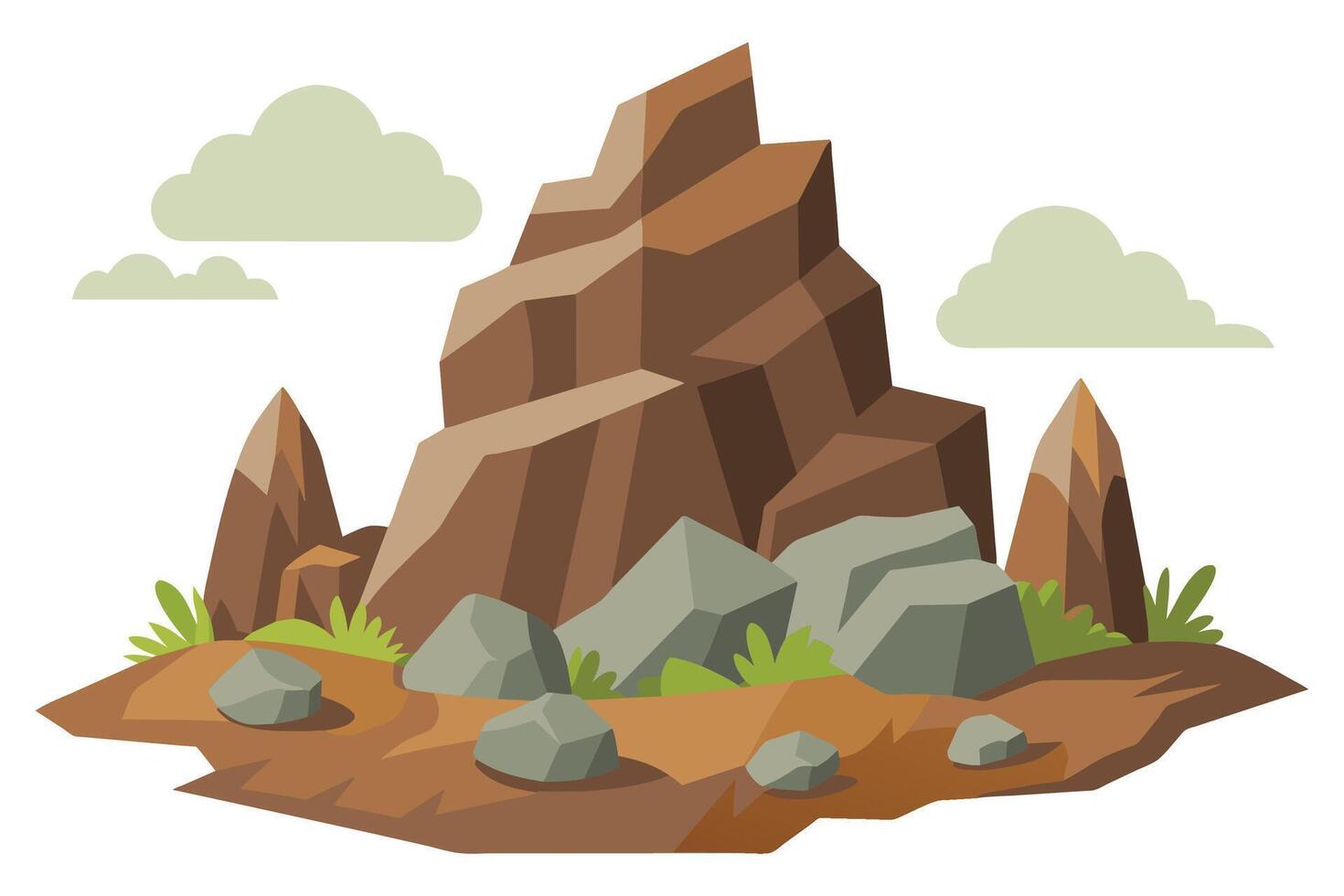 Cliffs rock stones flat illustration vector