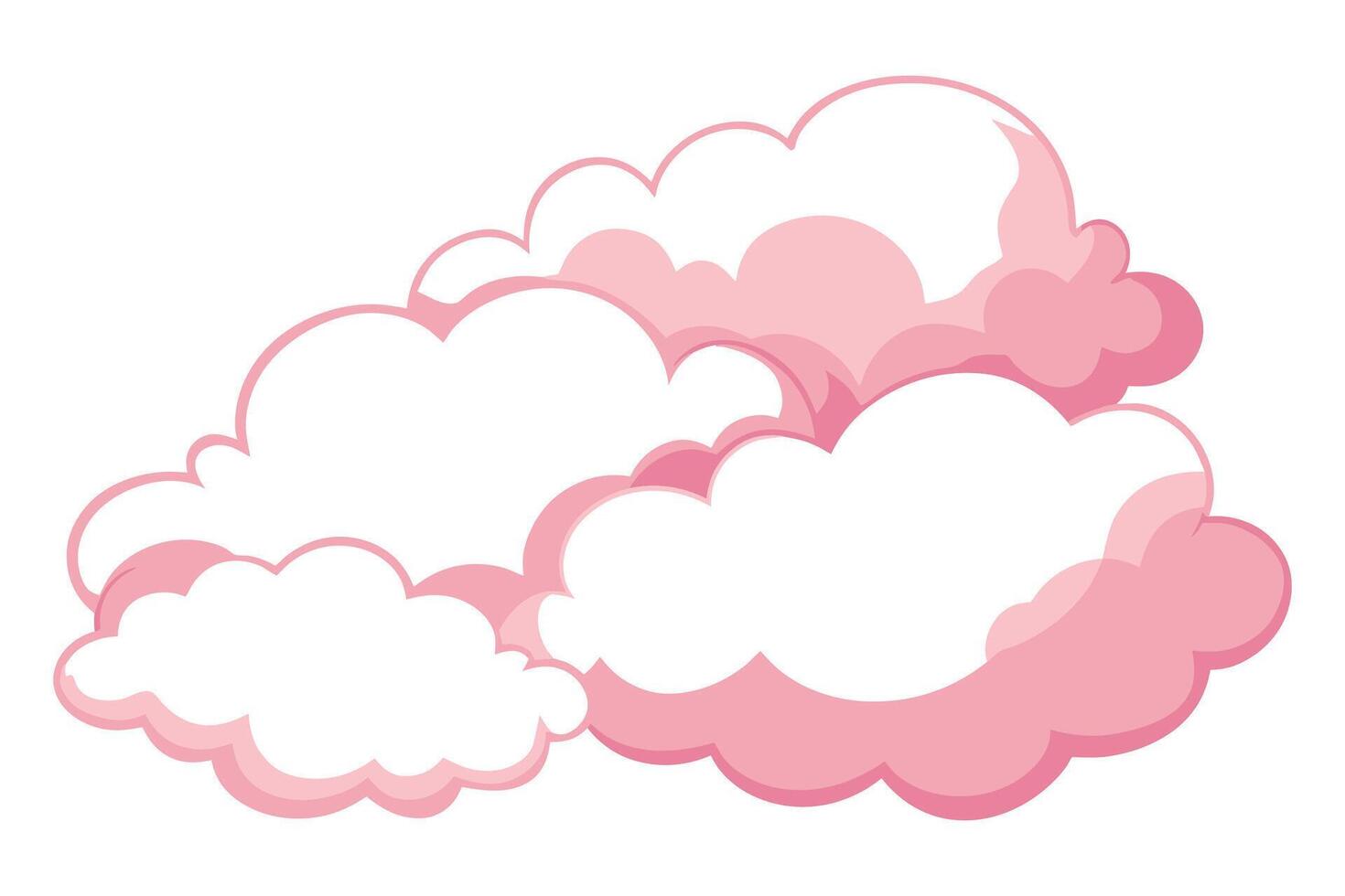 Soft pink clouds cumulus 3d shape illustration on white background vector