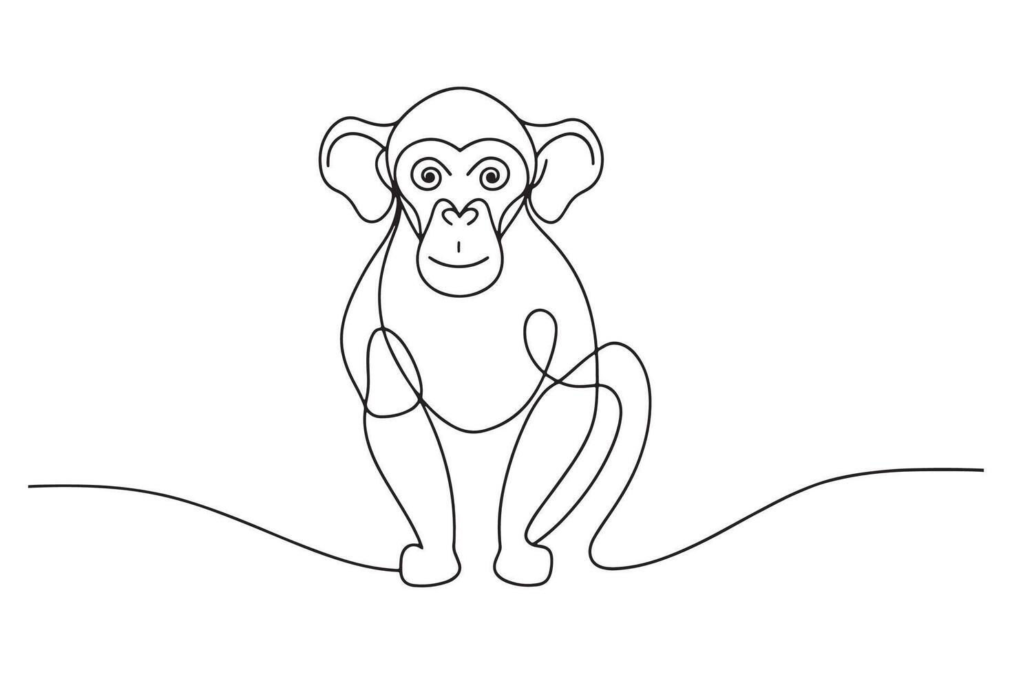 Chimpanzee Continuous line art illustration on white background vector