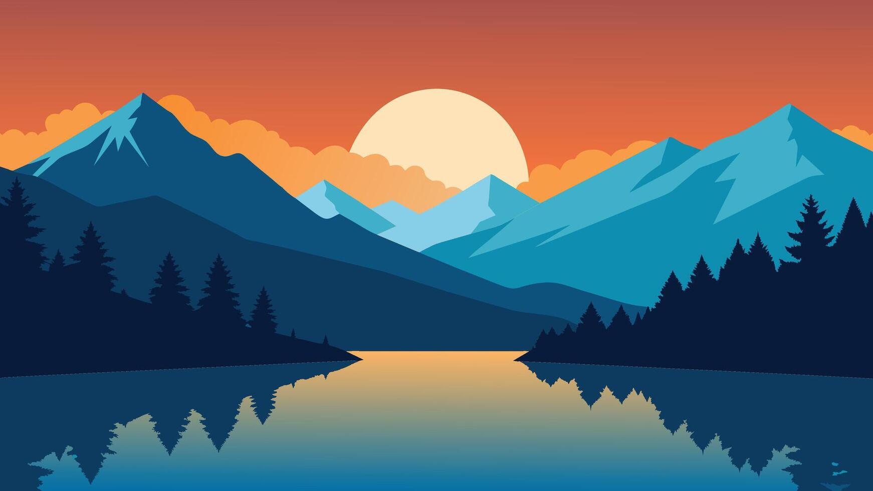 Impressive summer sunrise on Eibsee lake with Zugspitze mountain range. Sunny outdoor scene Beauty of nature concept background vector