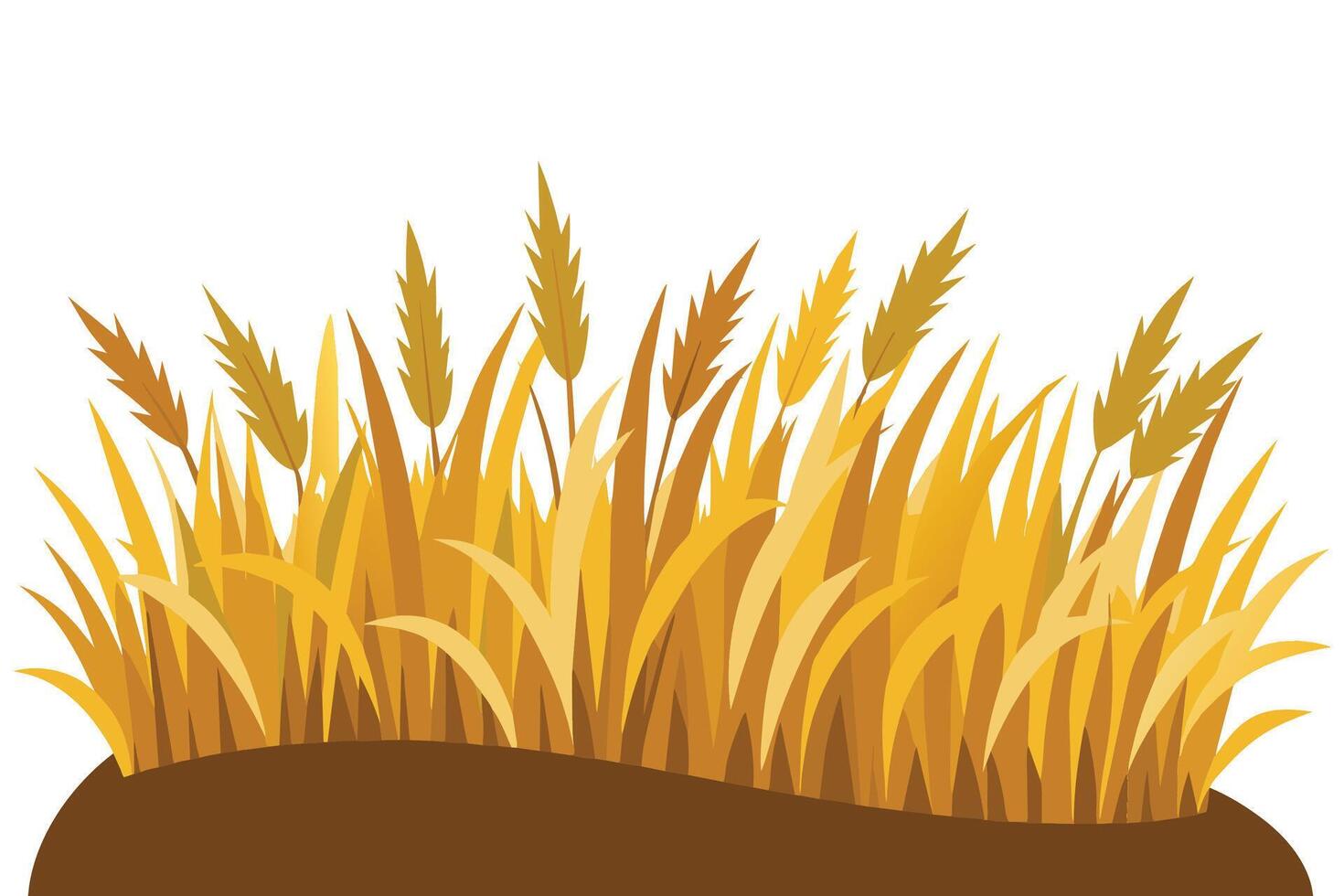 Cutout dried grass meadows savanna field flat illustration vector