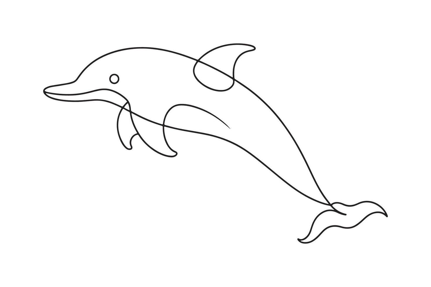 Dolphin Continuous line art illustration on white background. vector