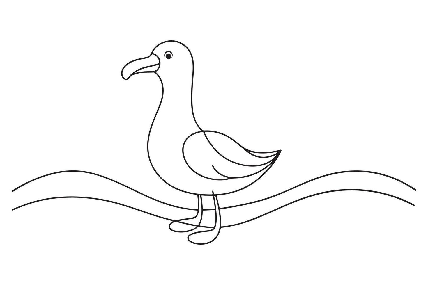 Albatross Continuous line art illustration on white background vector