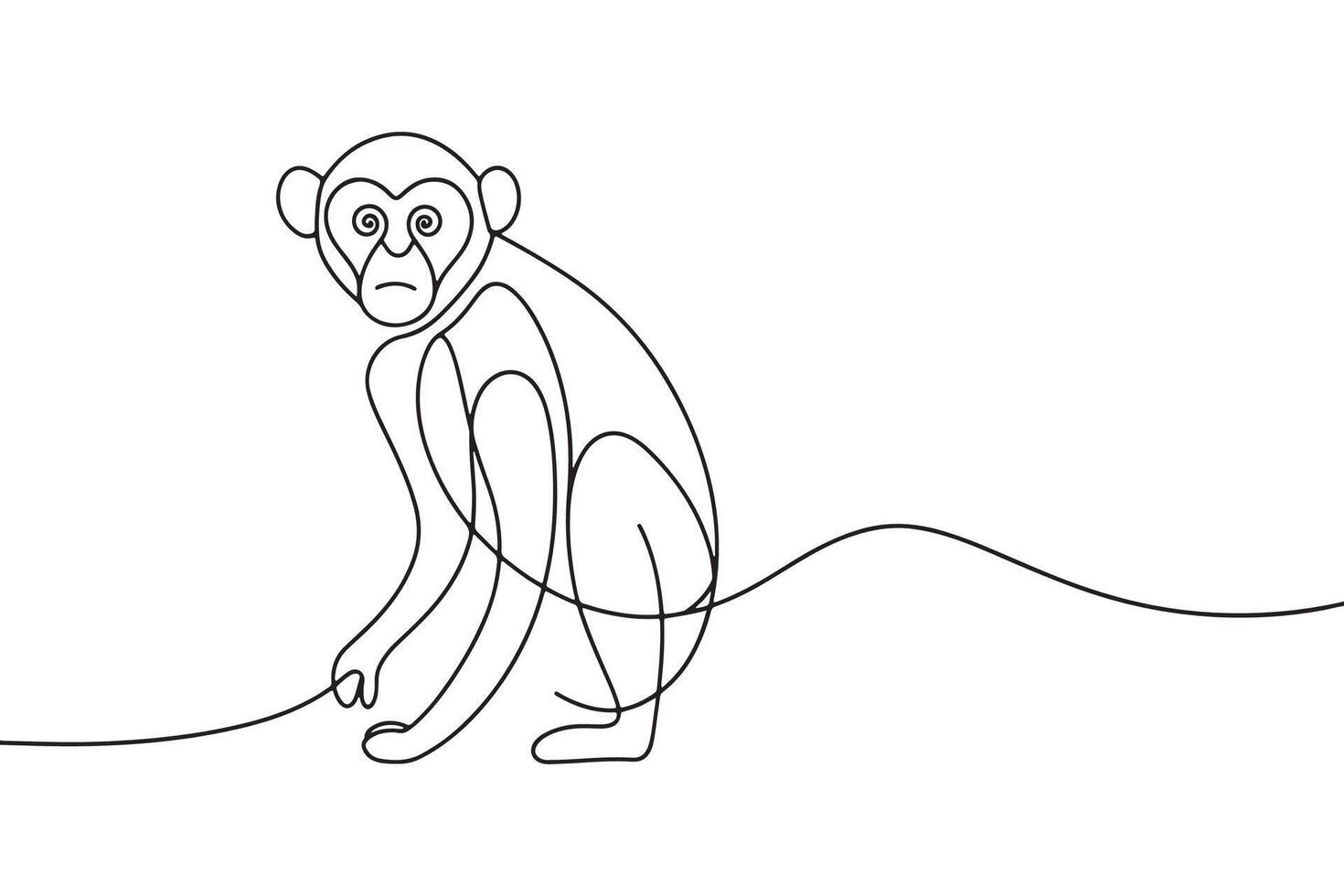 Monkey Continuous line art illustration on white background vector