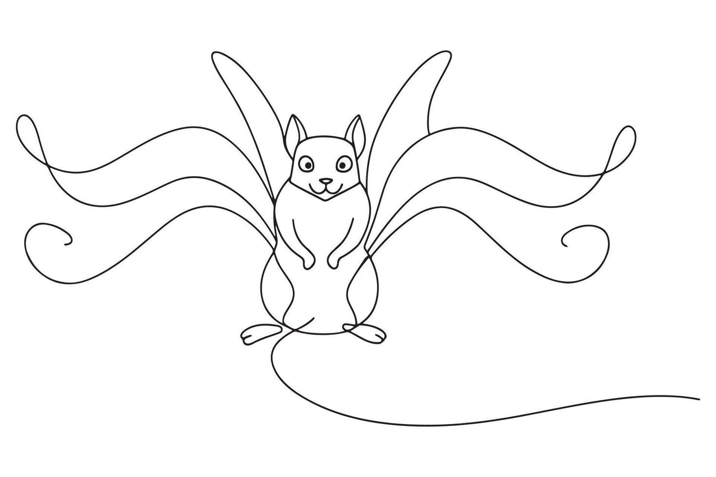 Flying squirrel Continuous line art illustration on white background vector