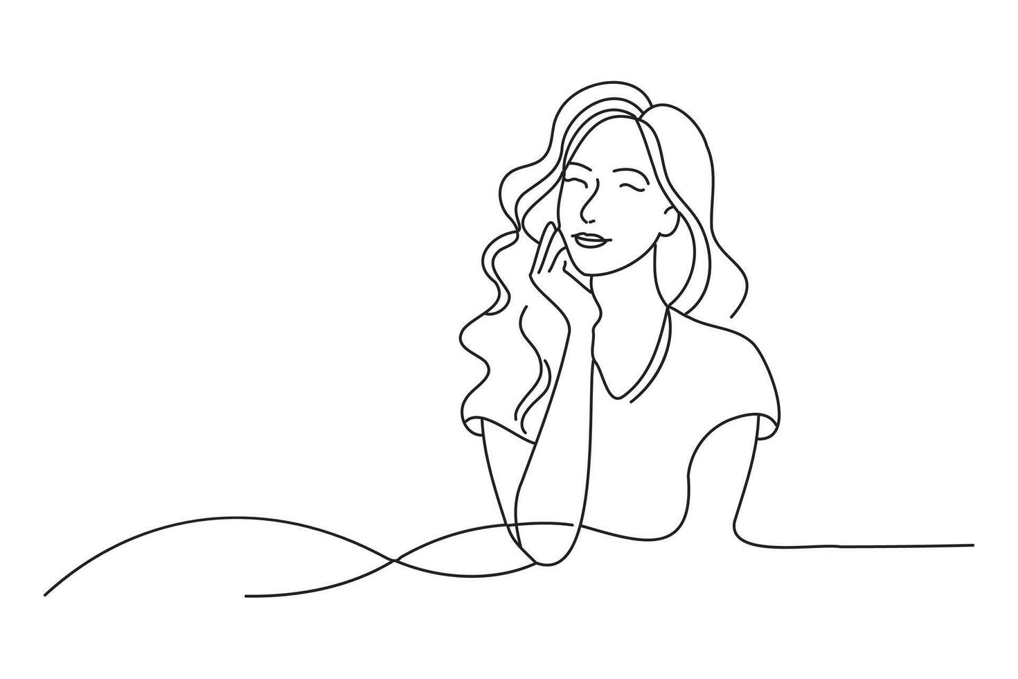 Thinking woman character. Hand drawn style design illustrations vector