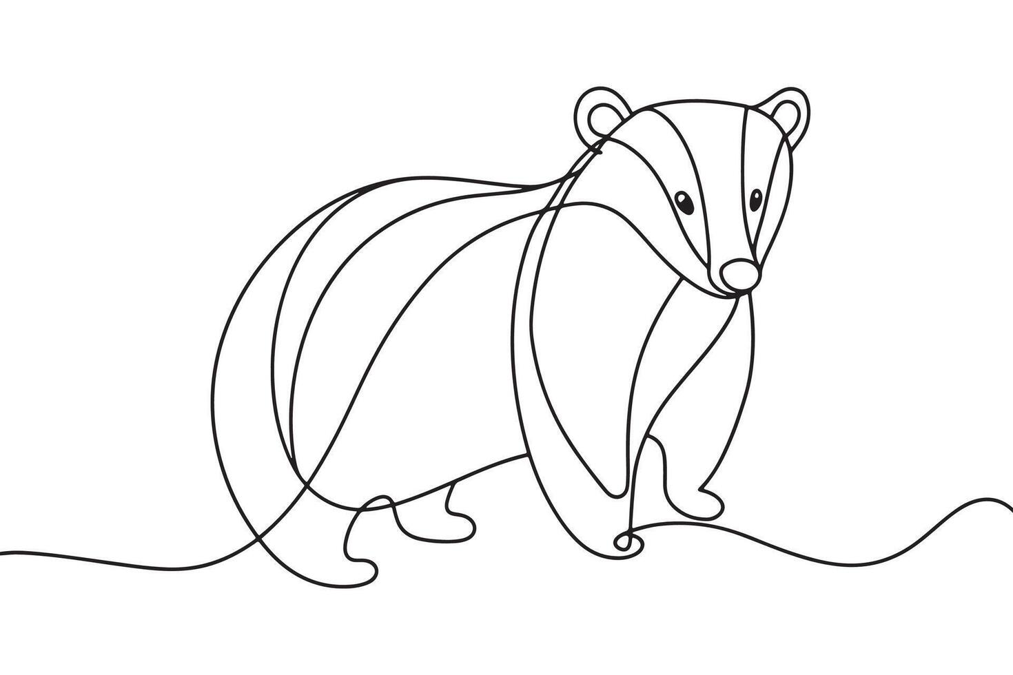Badger Continuous line art illustration on white background vector
