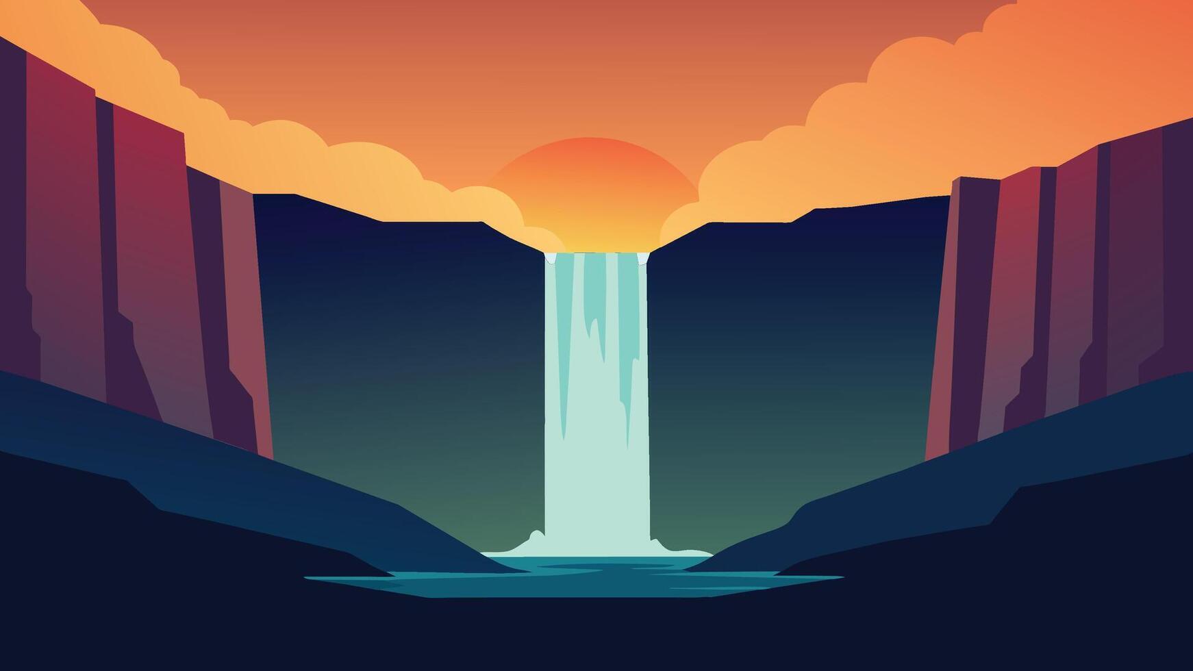 Dramatic morning view of famous Svartifoss Black Fall Waterfall. Colorful summer sunrise in Skaftafell Vatnajokull National Park Iceland Europe vector