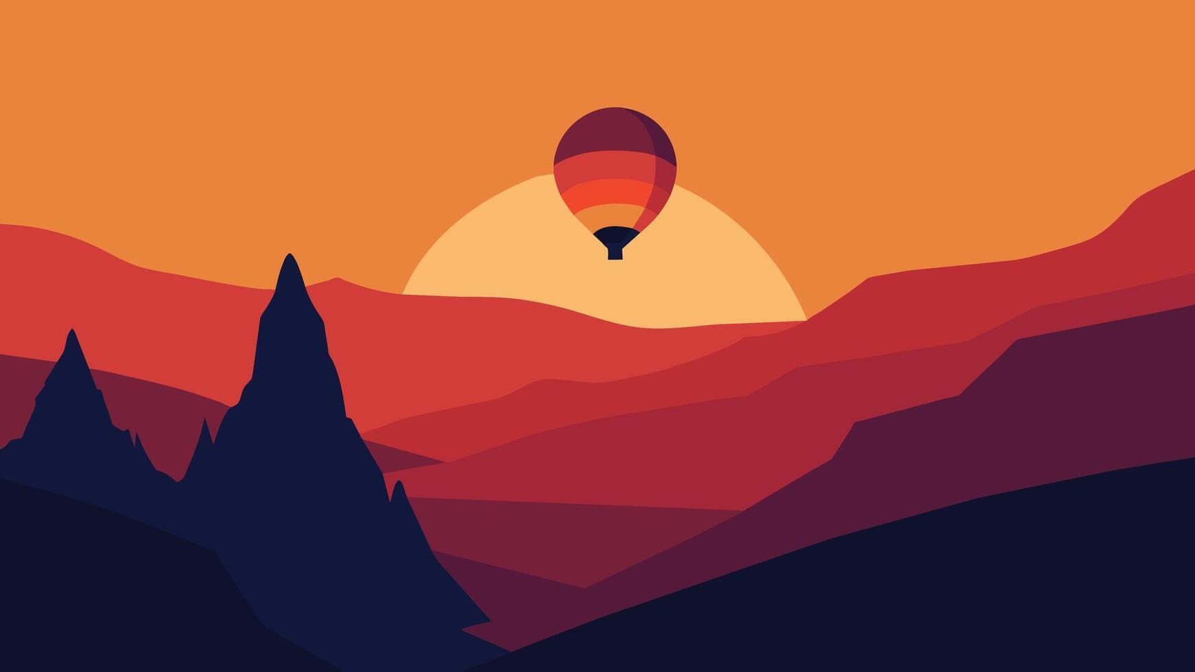 Unreal world of Cappadocia. Colorful sunrise in Red Rose valley. Traveling concept background illustration. vector