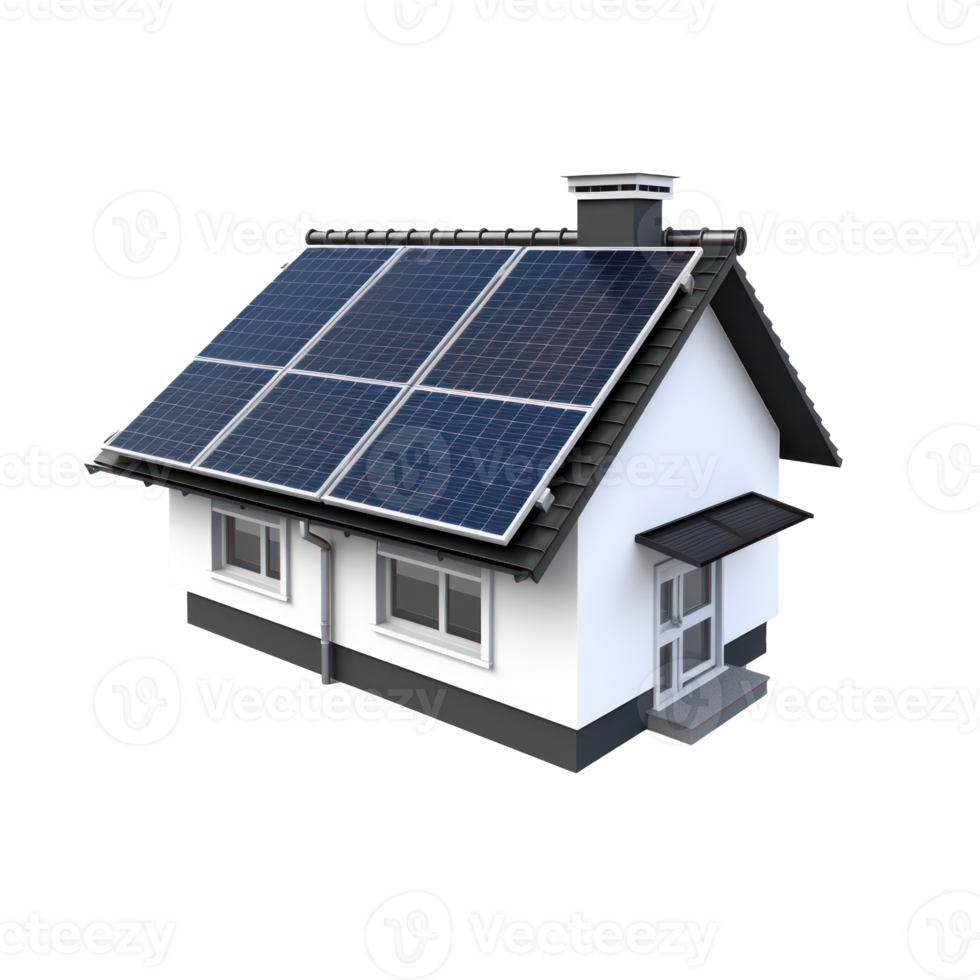 solar panel house on transparent background png
