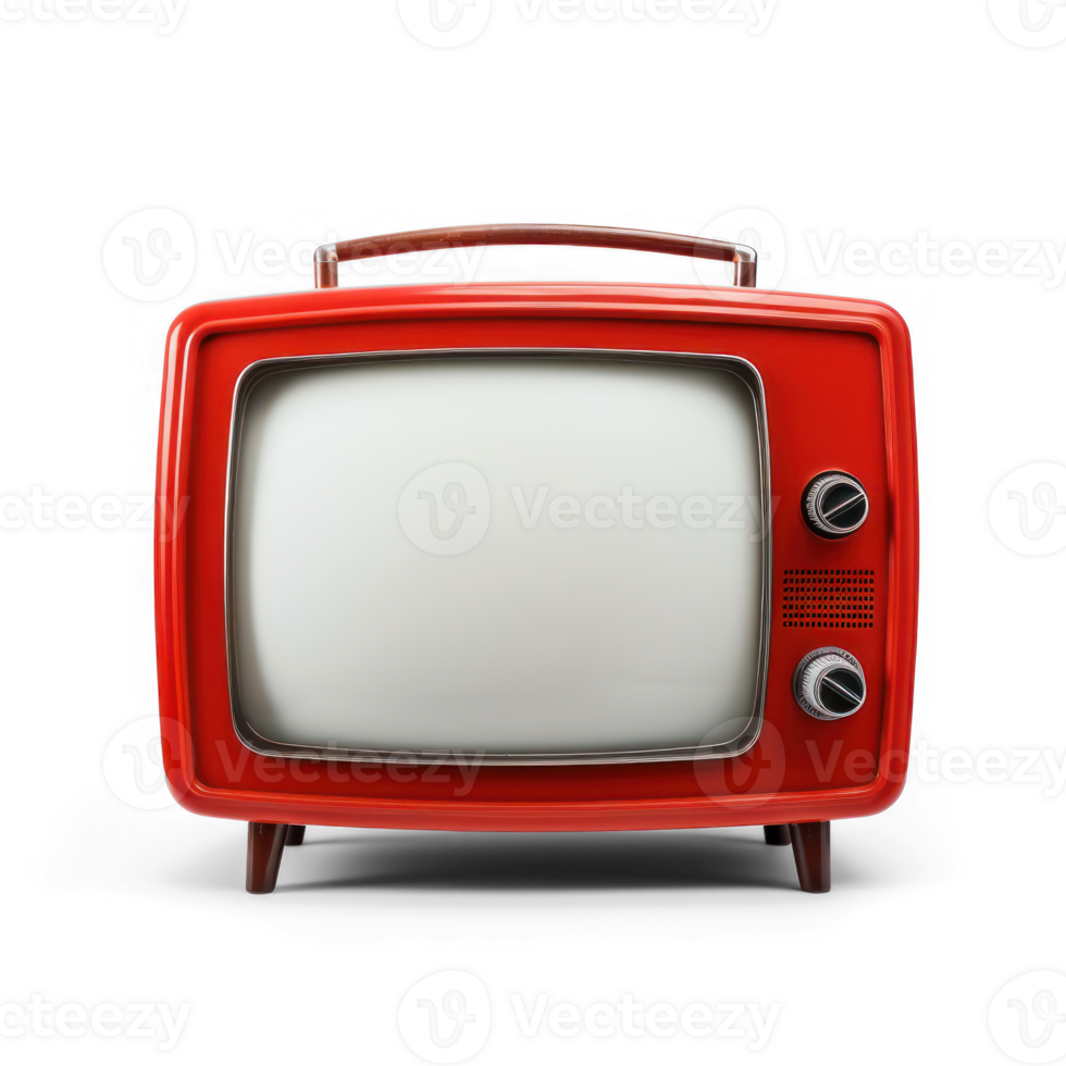 retro tv with white screen on transparent background png