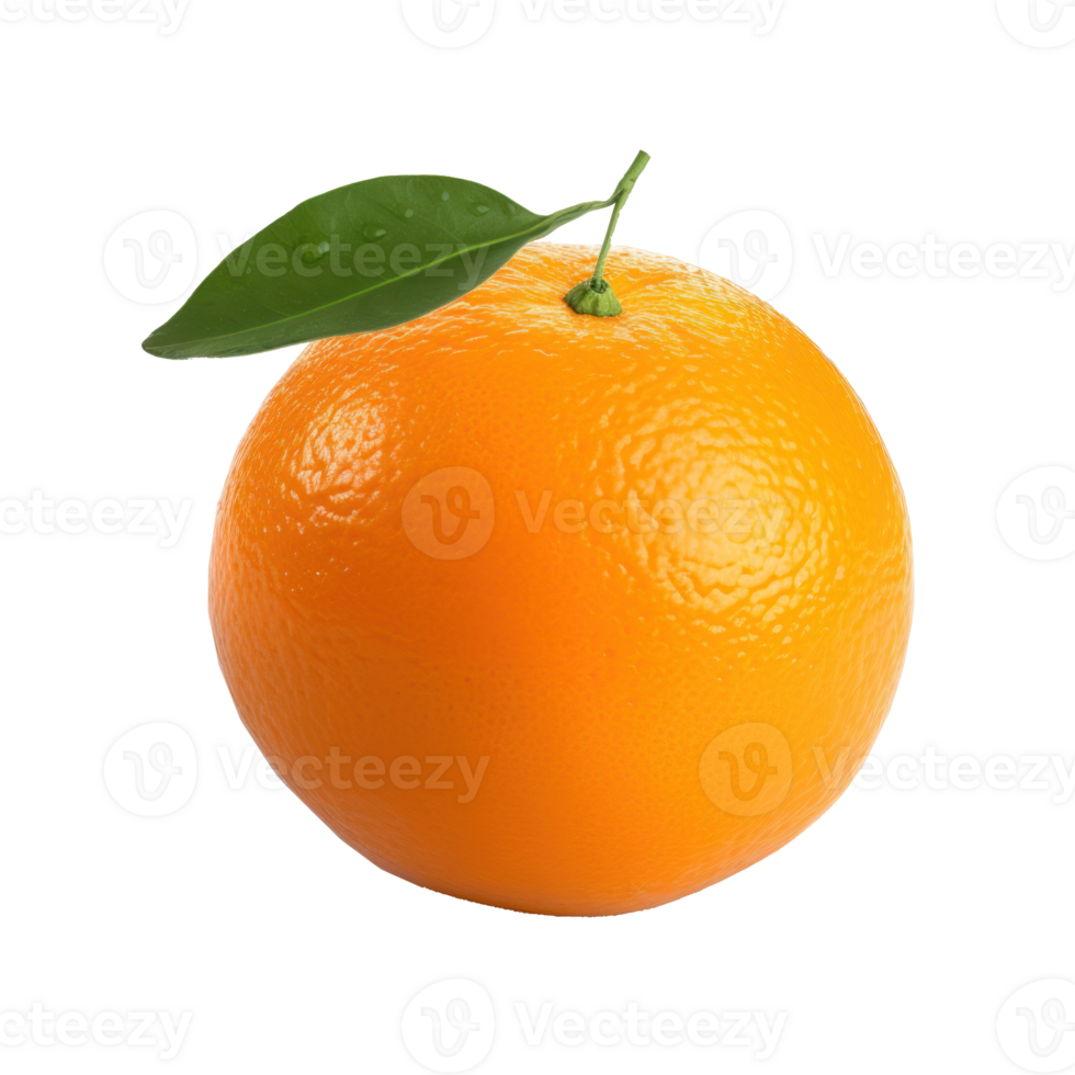 orange with leaf on transparent background png