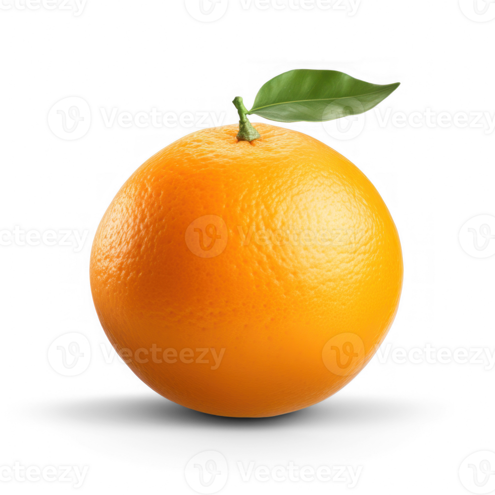 orange fruit with leaf on transparent background png
