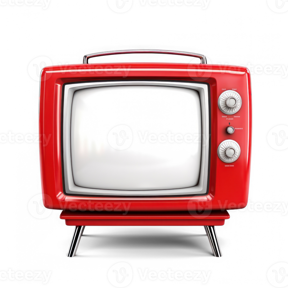 retro tv with white screen isolated on transparent background png