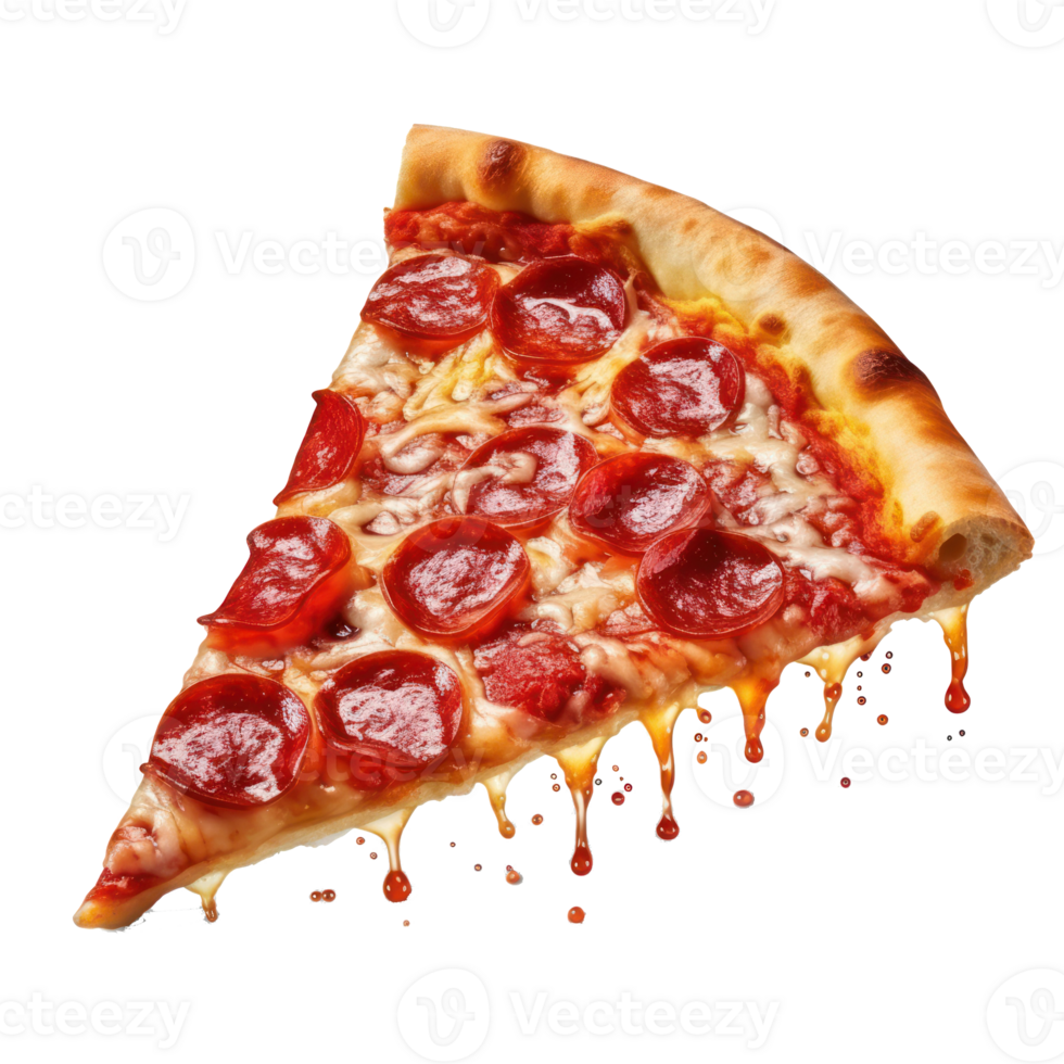 a slice of pepperoni pizza on a transparent background png
