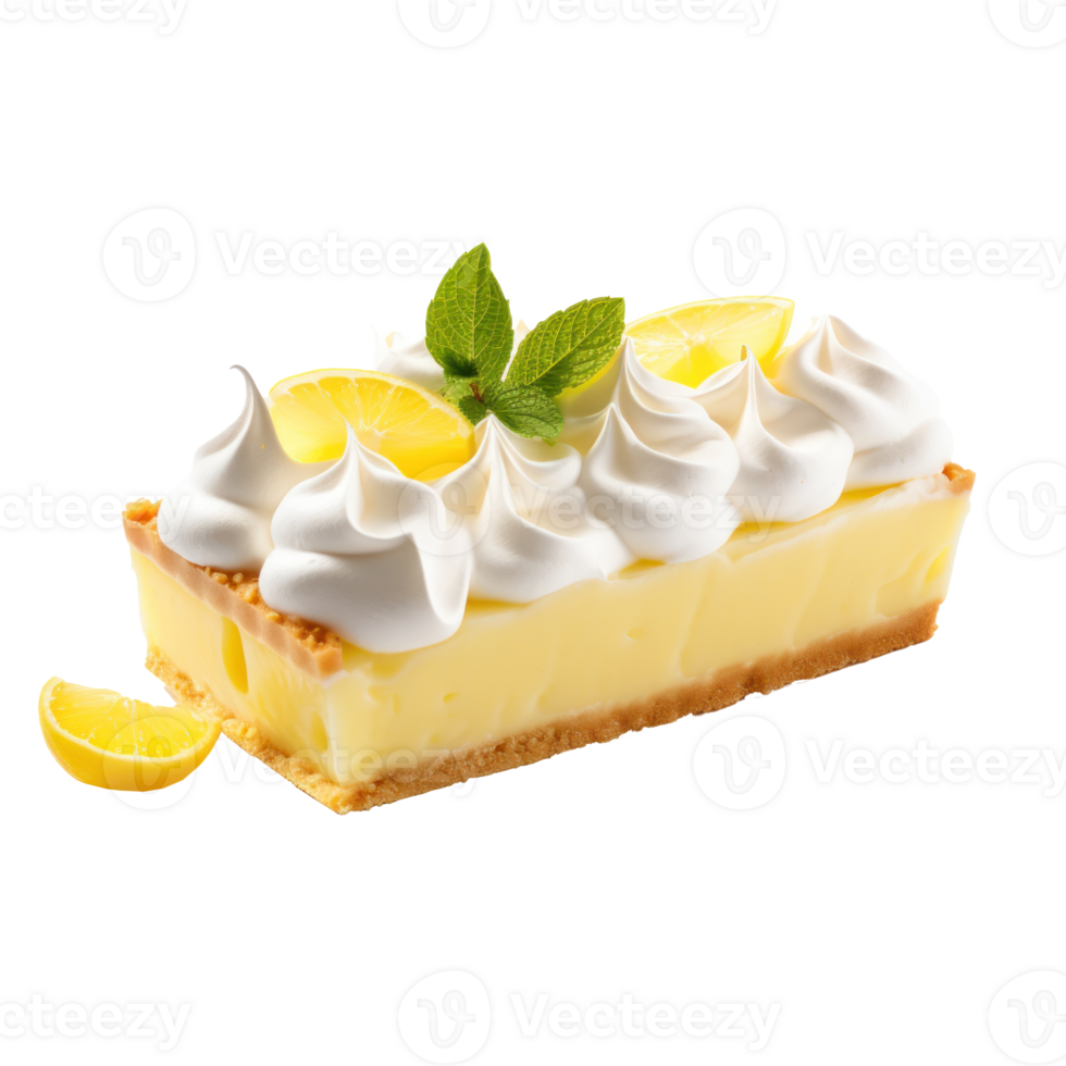 lemon pie with whipped cream and lemon slices png