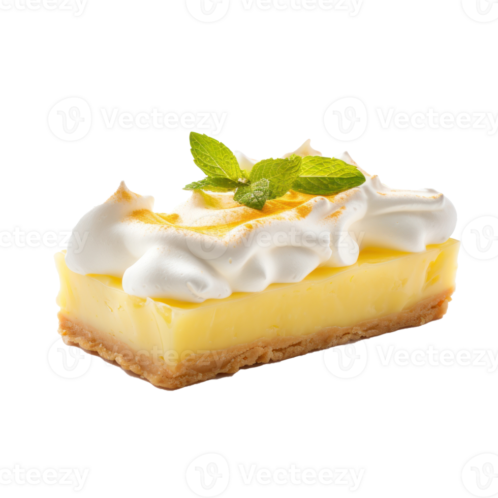 lemon meringue pie with whipped cream and mint leaves png
